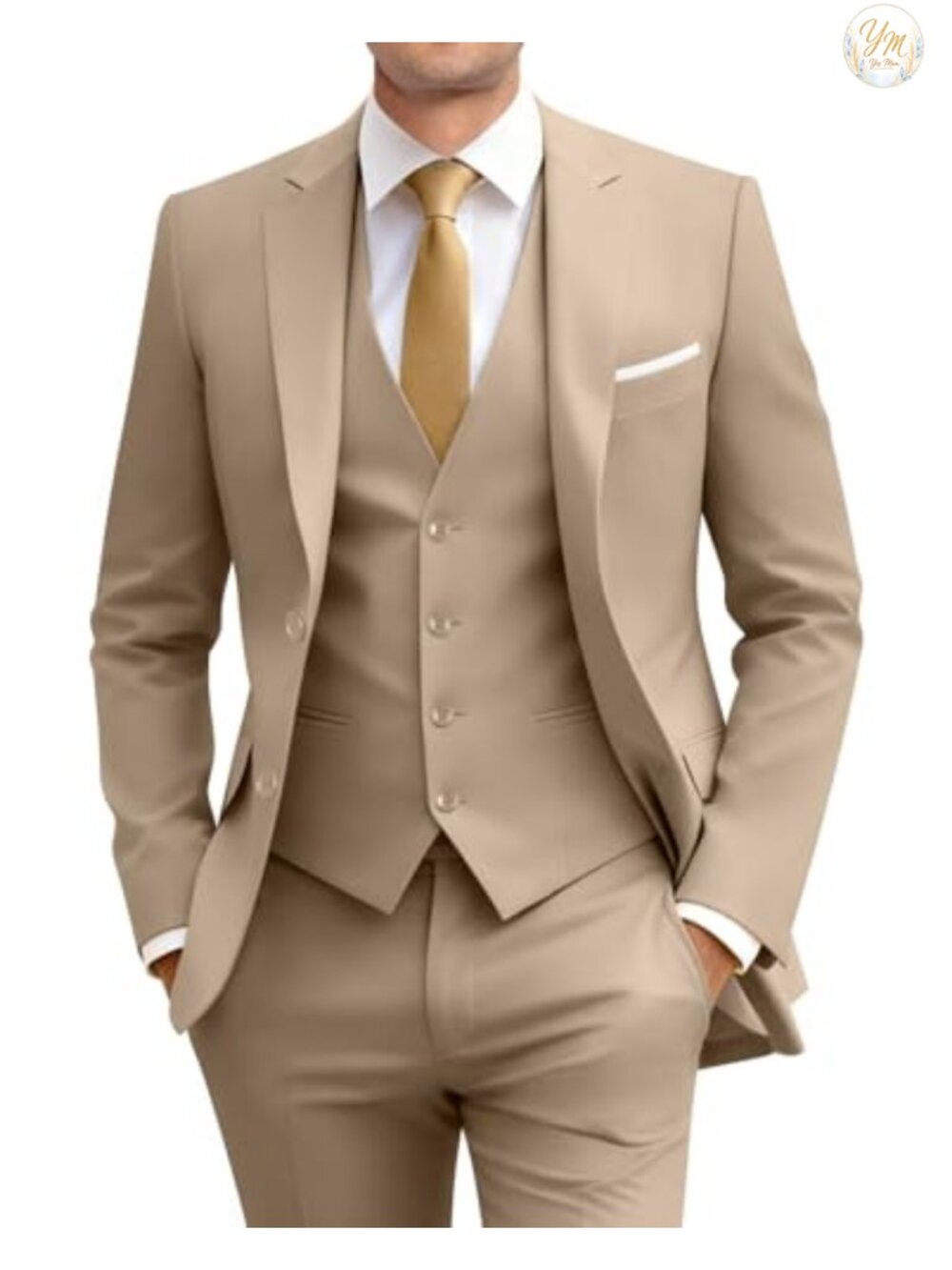 Men's Slim Fit 3 Piece Suit Set with Tie, Vest & Jacket